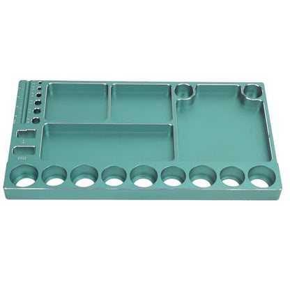 RC Screwdriver Tool Storage Rack, Aluminum Alloy Magnetic RC Socket Screws Tray Organizer, Prevent Slip Tool Holder with 4 Magnetic Pads for 1/8 1/10 1/12 RC Car, Airplane, Helicop (Green) - color: Green