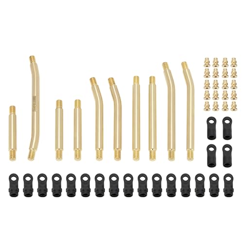 MEUS RACING SCX24 Links High Clearance Chassis Links & Steering Links Set for Axial SCX24 C10 Bronco Wrangler 1/24 RC Crawler, Brass - color: Brass
