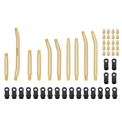 MEUS RACING SCX24 Links High Clearance Chassis Links & Steering Links Set for Axial SCX24 C10 Bronco Wrangler 1/24 RC Crawler, Brass - color: Brass