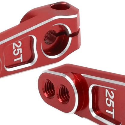 ShareGoo 3Pcs Metal 25T Servo Horn 25 Teeth Steering Servo Arm M3 Threads Compatible with Futaba Savox Power HD HSP Servos Motor Fit for 1/8 1/10 RC Off Road Crawler Drift Car Boat (Red) - color: Red