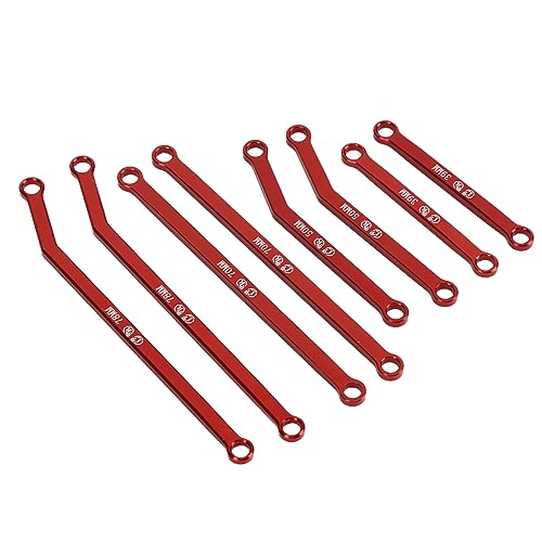 RiToEasysports Aluminum Alloy High Clearance RC Links Set Steering Linkage Rod with Anti Wear Precision Manufacturing for AXIAL SCX24 1/24 RC Crawler (Red) - color: Red