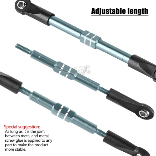 RC Adjustable Turnbuckles Links Upgrades Parts for 1/16 Mini E-Revo Summit Truck RC Car.Aluminum Front Rear Adjustable Turnbuckles Camber Links Toe Link Hops Up,Titanium - color: Titanium(for 1/16)