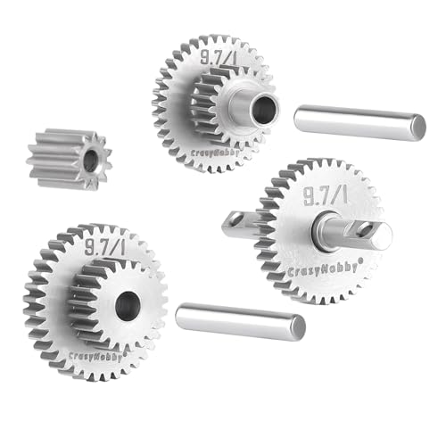 Transmission Gear Set Stainless Steel High Speed Diff Gear for Traxxas TRX4M TRX4MT 1/18 RC Crawler Upgrades (9.7:1) - size: 9.7:1