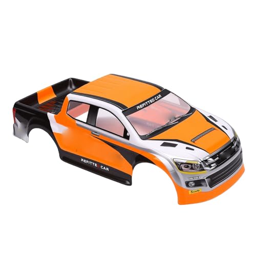 Bewinner 1/10 Scale RC Car Body Shell Painted Precut Universal for Pickup Truck 26cm Wheelbase Modification Sturdy PVC Protection - Blue (Orange) - color: Orange