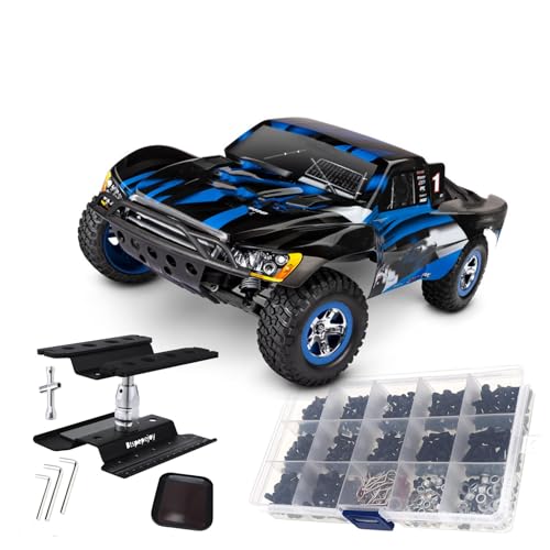 RC Car Work Stand Aluminum Repair Workstation Screw Tray with RC Car Universal Assortment Set for 1/8 1/10 1/12 1/16 Scale ffor Traxxas TRX4 Axial Arrma Redcat Losi RC Crawler Monster Truck Buggy