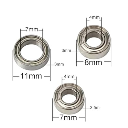 18PCS Ball Bearing Set 4x7x2.5 4x8x3 7x11x3mm Compatible with Wltoys 1/14 144001 RC Car Upgrade Parts