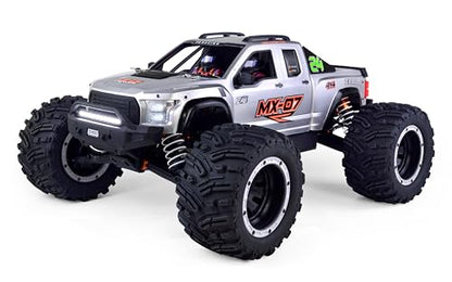ARTR 1/7 Scale Brushless RC Monster Truck MX-07, 4WD All Terrain RC Offroad Vehicle, Rocket 4292 1450KV Motor & 150A 6S ESC, Full CNC Machined Aluminum Parts for Adult Hobbyists (Battery Excluded)