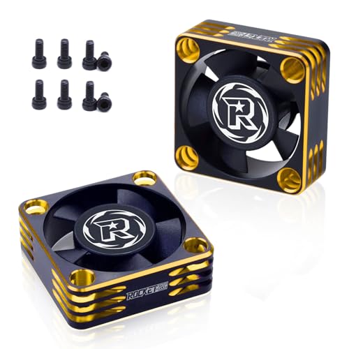 2Pack RC Cooling Fan 30mm 28000RPM 8.4V Aluminum ESC Heatsink for RC Car 1/8 1/10 1/12 Scale 540 550 Brushless Motor (Black Gold) - style: 2pack 30mm Black Gold