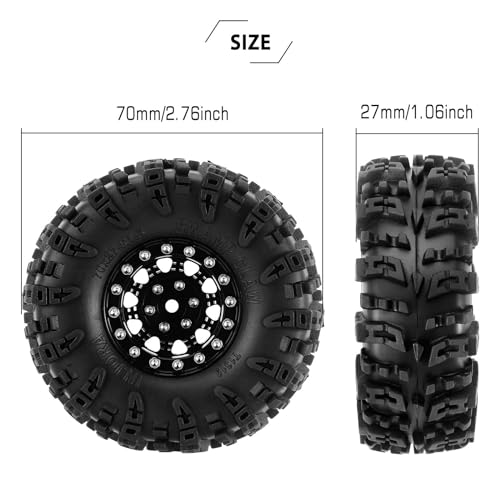 INJORA 1.3" Aluminum Wheels and Swamp Claw Tires for 1/18 1/24 RC Upgrade