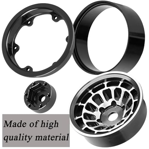 1.55 RC Tires for 1/10 D90 TF2 Tamiya CC01 CC02 LC70 LC80 RC Crawler Car.Aluminium RC Truck Tires Highway Tires 1.55" RC Wheels and Tires 1.55 Beadlock Wheel Rim RC Tires,Black - color: Black/4pcs