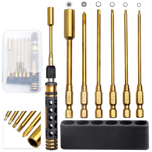 RC Tool Kit 6 in 1 Screwdriver Allen Keys Hex Nut Driver Set for Traxxas TRX4 Axial SCX10 Redcat Arrma RC Car Aliplane Drone Boat