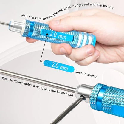 Hex Driver Set 1.5/2.0/2.5/3.0mm, RC Screwdriver Kit | Alloy Steel Bits & Magnetic Tips, Quick-Change Allen Wrench, RC Car Tool for RC Cars, Drones, Robots and Mini Crawlers - color: Blue-2