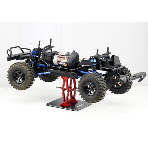 RC Car Adjustable Height Work Stand with Screwed Tray Made of Aluminum Alloy Suit for TRX4M Axial Arrma Redcat Losi Etc 1/8 1/10 1/12 1/14 1/16 1/18 RC Car Tool Set (Black) - color: Black