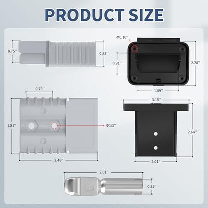 RVBOATPAT 120 Amp Battery Quick Disconnect Connector with Plug Mounting Panel Battery Cable Connector Battery Terminal Connectors Flush Mount Recessed Plate - color: Gray 120A with Plug Mounting Panel