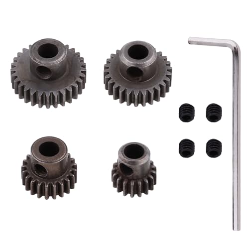 Hobbypark Steel Metal Mod 0.6 Module Pinion Gear Set Motor Gears 5mm Shaft Hole 17T 21T 26T 29T for RC Cars Trucks Crawlers Buggies (4-Pack)