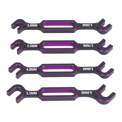 Fabater 4PCS RC Wrench, Aluminum Alloy Turnbuckle Nut Ball Joint Remover with 3.0 3.2 .5 .7 4.0 5.0 6.0mm Sizes for RC Car Boat Drone, Double End Universal Repair Tool (Purple) - color: Purple