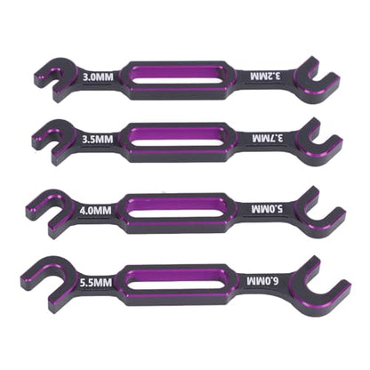 SUNGOOYUE 4PCS RC Wrench, Aluminum Alloy Turnbuckle Nut Ball Joint Remover with 3.0mm 3.2mm .5mm .7mm 4.0mm 5. 5.5mm 6., for RC Car Boat Drone Crawler Truck Plane Robot DIY (Purple) - color: Purple