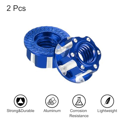 MECCANIXITY Hexagonal Nuts Aluminum M4 RC Wheel Carving Hex Nuts Dustproof Anti-Skid Mount Cap for 1/10 RC Model Car Trucks Off Road Car Upgraded Parts Pack of 2(Blue) - color: Blue