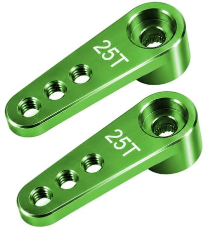 2PCS 25T Aluminum Servo Horn, 3-Hole RC Steering Arm for Futaba Savox MG995 | CNC Aluminum Servo Arm M3 Thread Adjustable Linkage 12mm 16mm 20mm Positions 1/8 1/10 RC Power HD MG996 Crawler Buggy Truck - color: Green