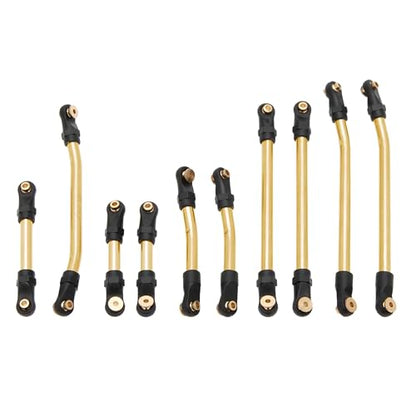 MEUS Racing SCX24 Links High Clearance Chassis Links & Steering Links Set for Axial 1/24 SCX24 Deadbolt AXI90081 B17 AXI00004 RC Crawler (Brass) - color: Brass