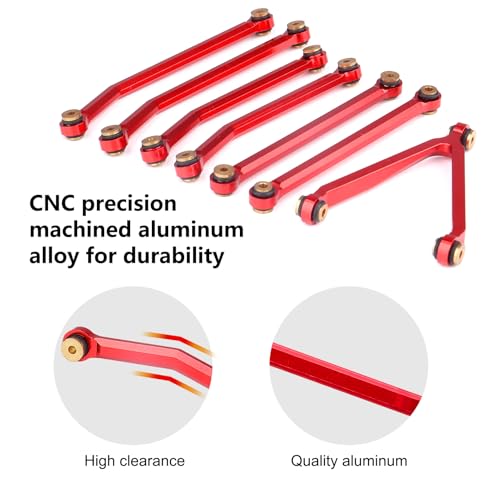 High Clearance Chassis Links Set for SCX24 Bronco JLU C10 AXI00001 AXI00002 Axial 1/24 RC Crawler Car (Red) - color: Red