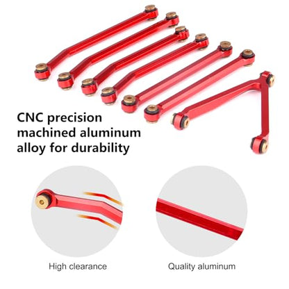 High Clearance Chassis Links Set for SCX24 Bronco JLU C10 AXI00001 AXI00002 Axial 1/24 RC Crawler Car (Red) - color: Red
