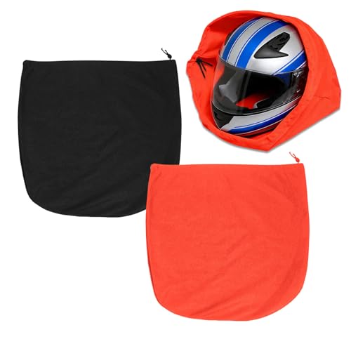 Motorcycle Helmet Bag, Electric Bike Helmet Storage Bag, Large Capacity Motorcycle Helmet Drawstring Bag for Football Hockey Ski Riding Racing Snowmobile Bicycle Bike (Black+Orange/2PCS) - color: Black+Orange/2PCS