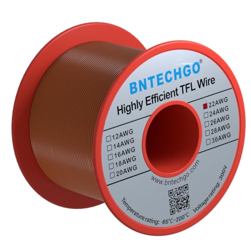 BNTECHGO 22AWG FEP Teflon Coated Wire Orange 100ft Tin-Plated Copper | 22 Gauge Strands Wire High-Temp FEP Insulation, -65°C to 200°C Rated, Aerospace Wiring, Medical Wiring, Scientific Equipment - size: 100ft Orange