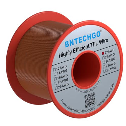 BNTECHGO 22AWG FEP Teflon Coated Wire Orange 100ft Tin-Plated Copper | 22 Gauge Strands Wire High-Temp FEP Insulation, -65°C to 200°C Rated, Aerospace Wiring, Medical Wiring, Scientific Equipment - size: 100ft Orange