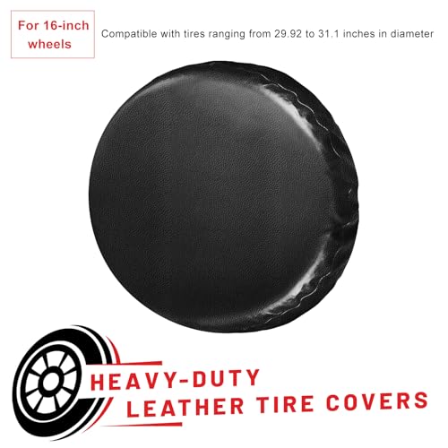 16 Inch Spare Tire Cover, Dustproof Scratch-Resistant Automotive Spare Wheel Protector with Elastic Band, Waterproof Thickened PVC Leather Tire Cover for SUV Truck Trailer RV - color: 16 inches