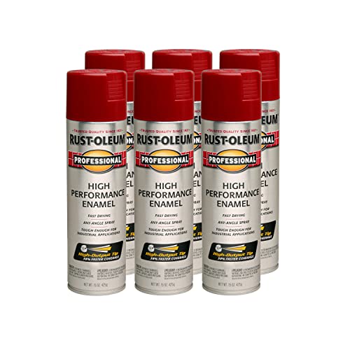 Rust-Oleum Professional High Performance Gloss Regal Red Spray Paint | Rust Prevention, Corrosion Resistant Coating, Industrial Maintenance, Any Angle Spray, Metal Equipment Protection, 15 oz - color: Gloss Regal Red, size: 15 Ounce (Pack of 6)