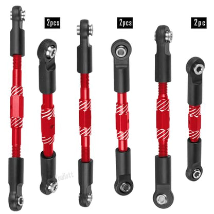 RC Aluminum Turnbuckles Camber Links Upgrades Part for 1/10 Slash/Rustler/Stampede/Hoss,1/8 Jato 4X4 4WD VXL,Turnbuckles Camber Links Hops Up,Red (#9027#9028#9029) - color: Colorful-(for 1/10）
