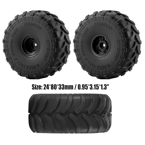 4PCS RC 1.0 Monster Truck Wheels and Tires Set 80x33mm for 1/24 Axial SCX24 AX24 TRX4M Redcat Acent-18 Crawler Car