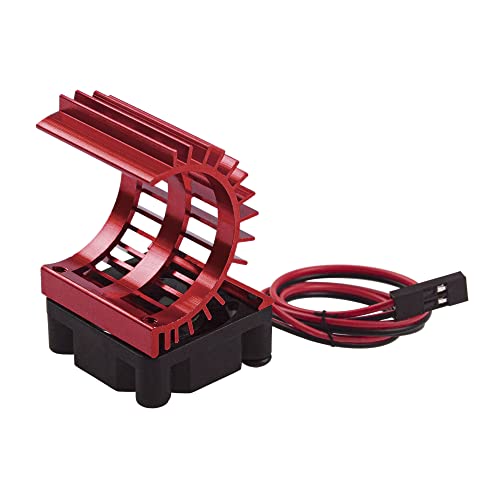 ShareGoo Aluminum 380 390 Motor Heatsink with Cooling Fan Electric Engine Heat Sink Compatible with HSP HPI Wltoys Himoto Redcat 1/16 1/18 RC Car (Red) - style: Red