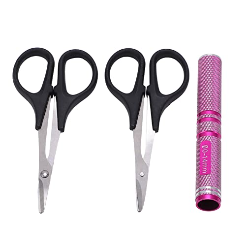 RC Curved Scissors and Hole Puncher Kit, Aluminum Alloy Body Reamer for RC Car Drone Shell Trimming, 014mm Adjustable Cutter with Ergonomic Grip (Pink) - color: Pink