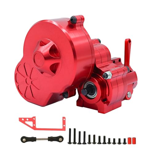 Metal Complete Transmission Cutoff Gearbox with Dig Gear for 1:10 Axial SCX10 AX10 Wraith RC Crawler Car (Red) - color: Red