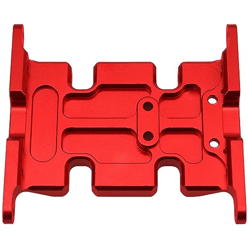 Aluminum Center Transmission Skid Plate Mount Gearbox Mount Base Compatible with Axial SCX10 1/10 RC Rock Crawler Car (Red) - color: Red