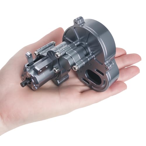 Complete Transmission Cutoff Gearbox with Dig Gear for SCX10 AX10 Wraith | CNC machined Aluminum alloy housing.Direct fit for 1/10 RC Axial SCX10.Upgrade stock gearbox for smoother crawl. - color: Titanium