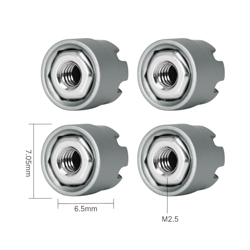 INJORA M2.5 Wheel Lock Nuts with Aluminum Cap for 1/18 RC Crawlers Upgrade(Gray) - color: Gray