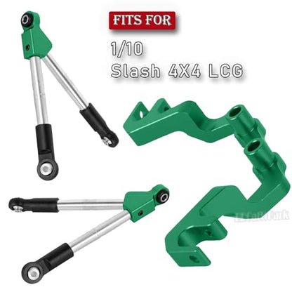 RC Front Tie Rods with Stabilizer Upgrades Part for 1/10 Slash 4X4 LCG,Alloy Aluminium Front Positive and Negative Teeth Pull Rod + Fixed Code Combination-Set,Green - color: Green - (Upgrades)
