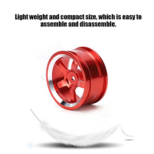 4 Pcs RC Wheel Hub, Aluminum Alloy Wheel Hub Accessory RC Parts Wheels Upgrade Parts Fit for HSP 94123 Touring Drift Car - color: Red