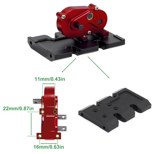 AMK 1/10 Transmission 30% OD Transfer Case Forward Motor Mount with Delrin Spur Gear for 1/10 RC Crawler Axial SCX10 II Element Enduro DIY LCG Chassis SCX10 Upgrades (Red) - color: Red