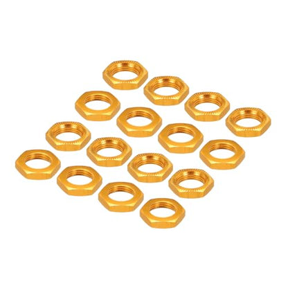 MECCANIXITY Aluminum 17mm RC Wheel Nut Thread M12x1.0mm Hex Wheel Nuts RC Wheel Nut for 1/8 RC Model Car Trucks Off Road Car Upgraded Parts Pack of 16(Golden) - color: Golden