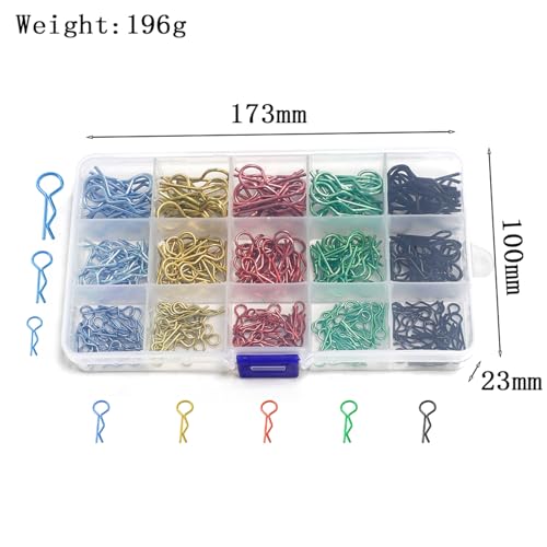 260pcs Universal RC Body Clips Stainless Steel Body Shell Clip R Pins 3 Sizes for All 1/6 1/8 1/10 1/12 1/14 1/18 1/24 Scale HPI Tamiya HSP Exceed RC Car Parts Truck Buggy Shell Replacement