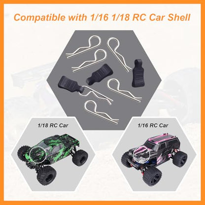 50PCS RC Clips RC Body Clips with Pull Tabs for All 1/16 1/18 Traxxas Redcat Tamiya Team Associated Axial SCX24 RC Car Shell (Silver) - color: Silver