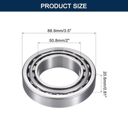 368A/362A Tapered Roller Bearing Cone and Cup Set | 2" Bore 3.5" OD 0.8125" Cup Width, Chrome Steel Taper Bearings Set, ABEC-3 - size: 368A/362A