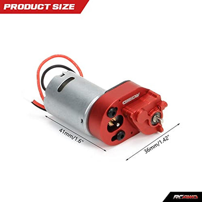 RCAWD SCX24 370 34T Electric Motor Carbon Brushed Motor & Center Gear Housing, Transmission with Steel Gears Upgrades Parts for Axial 1/24#AXI90081#AXI00001#AXI00002#AXI00005#AXI00006 Red - color: Red