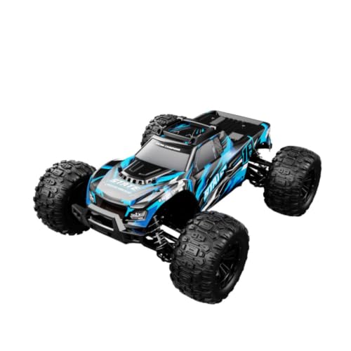 1/16 Scale 4WD Brushless RC Off-Road Truck, 2.4GHz Full Proportional Remote Control Car, 30KM/H High-Speed All Terrain Monster Truck with LED Lights RTR Hobby Grade Vehicle - color: Blue