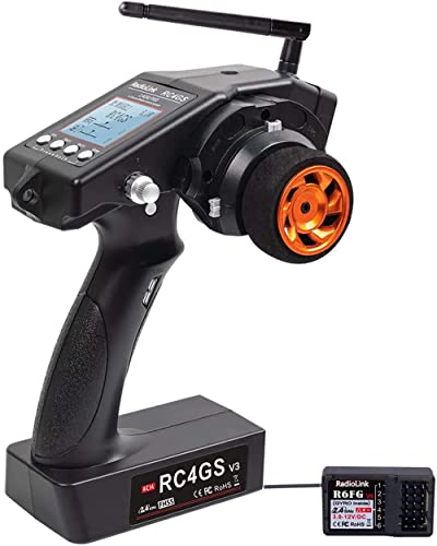 RadioLink RC4GS V3 5CH Transmitter and Gyro Receiver R6FG for RC Cars Boats | 2.4GHz 5-Channels Radio System