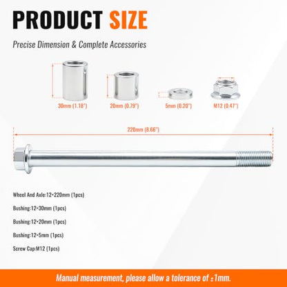 Minho 12mm 220mm Front Rear Axle with Bush 30mm 20mm 5mm Fit for PIT PRO Dirt Bike Scooter QUAD ATV - size: 12-220mm